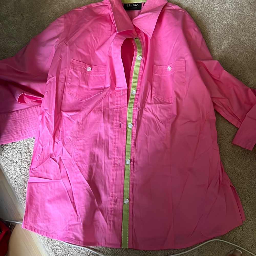 Studio Liz Claiborne 14 hot pink button up shirt